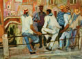 Gondolieri, 1968, olio su tela, cm 50x70, Napoli, collezione Spena